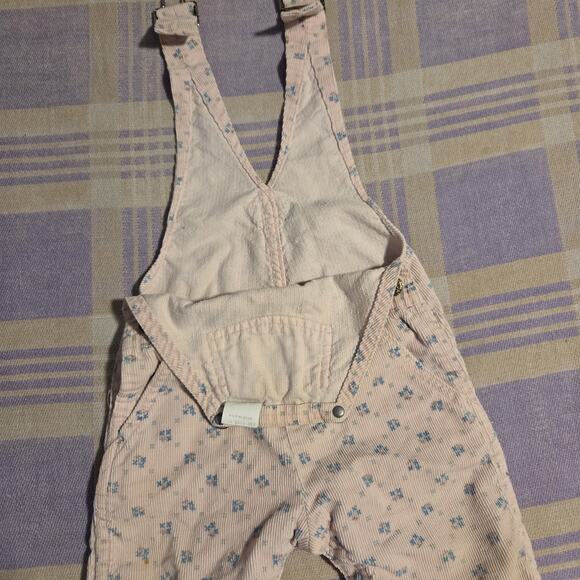 OshKosh B'gosh Vintage Pink Floral Girls Corduroy Overalls Size 12 Months Cotton - Picture 8 of 8